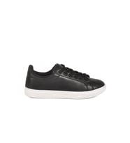 AYK'S Siyah Beyaz Bağcıklı Hafif Cilt Erkek Sneaker Mota 600 M (Siyah - Beyaz)