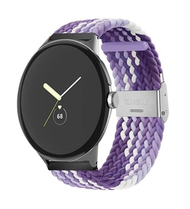 Samsung Galaxy Watch Gear S2 3 41mm 42mm Active 2 40mm 44mm Kordon Metal Klipsli (Mor-Beyaz)
