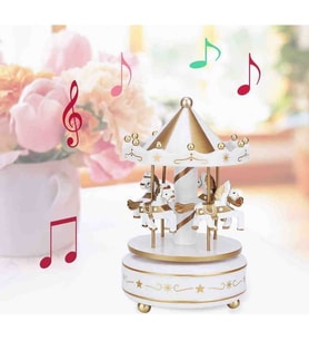 Dekoratif Atlı Karınca Müzik kutusu Beyaz