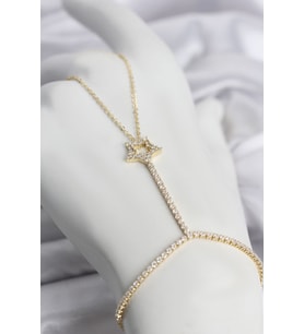 Gold Renk Pirinç Zirkon Taşlı Yıldız Model Şahmeran TJ-SN775