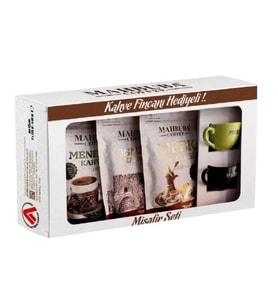 Mahbuba Kahve Misafir Seti Kahve 2 Fincan Hediyeli (Dibek, Menengiç ve Osmanlı Kahvesi - 3x150 Gr)