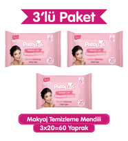 Paddlers 3’ü 1 Arada Makyaj Temizleme Mendili – Yüz, Göz & Dudak İçin, 60 Yaprak (3 Paket x 20’li)