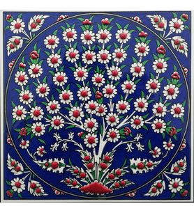 Armada Çini 20x20 Cm ED 327 Kobalt Hayat Ağacı Eldekoru Çini karo