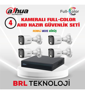 Dahua 4 Kameralı 30 Metre Renkli Gece Görüşlü Full HD Güvenlik Kamera Seti