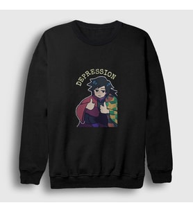Presmono Unisex Siyah Depression Giyu Tomioka Anime Demon Slayer Kimetsu No Yaiba Sweatshirt 298257tt