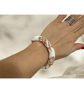 Chichibeads Altin Beyaz Bohem Bileklik