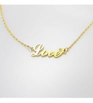 Love Yazılı Kolye 24 Ayar Has Altın Kaplama Gümüş Kolye 925K