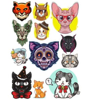 Kedi Sticker Set-2 12 Parça Telefon, Tablet, Defter, Laptop Sticker
