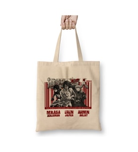 Shingeki no Kyojin Attack On Titan Beyaz Bez Çanta Uzun Saplı Alışveriş Çantası Plaj Çantası