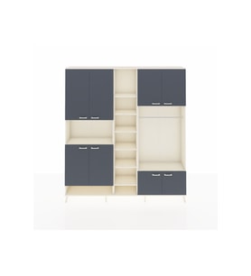 Arges Dolap 18 Raflı 8 Kapaklı Tek Askılı 220x30x243 Aytaşı-Antrasit/Aytaşı