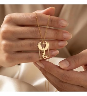 Kişiye Özel İhtişamlı Tasarım Anka Kuşu Model Kolye 925K Gümüş (Gold)