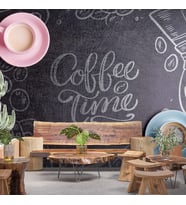Cafe Desenli-Yazılı Duvar Kağıdı Baskı