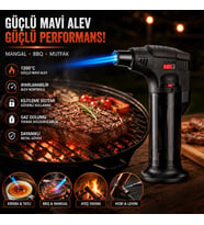2 ADET Pürmüz Çakmak 1300°C Turbo Jet Alevli Mangal Kamp Şömine Çakmağı Ayarlanabilir Alev Pürmüz