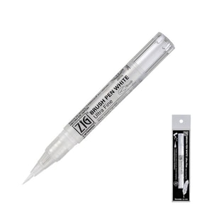 Zig Brush Pen White Ultra Fine İnce Fırça Uçlu Kalem Beyaz 