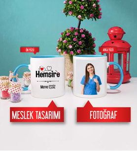 Hemşire Kupa Bardak Mavi Fotoğraflı