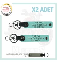 Motor Plakan, İsmin Anahtarlığında! İsim Plaka, 0 Rh (+) Kan Grubu Yazılı x2 Anahtarlık, Turkuaz-Gr (Çok Renkli)