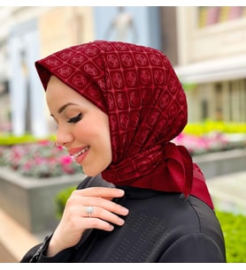 Elegans Monogram Eşarp - 1090750 -941 Bordo