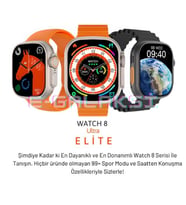 Watch 8 Ultra Elite Akıllı Saat GPS Siri NFC IOS ve Android Uyumlu (Turuncu)