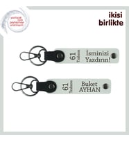 Gönülden Gelen Trabzon Armağanı, Kişiye Özel İsim Yazılı 61 Temalı Deri Anahtarlık, Beyaz-Beyaz (Çok Renkli)