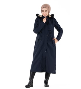 İçi Peluş Mont-Lacivert
