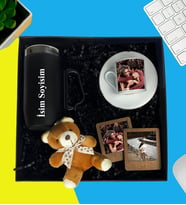 Kişiye Özel Premium Kutu Kulplu Termos Bardak Fotoğraflı Türk Kahve Fincanı Lüx Peluş Ayıcık Anahtarlık Ahşap Mdf Masaüstü Resimli Ahşap Çerçeve iki adet