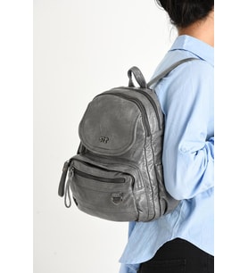 Y.S.Deri Mini Boy Kadın Sırt Çantası Vegan Deri Bayan Sırt Çantası 27*20 Cm Yumuşak Doku Çok Cepli (Gri)