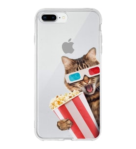 PrintiFy Apple  iPhone 8 Plus ile Uyumlu 1mm Slim Fit Kedi 1 050b Baskılı Şeffaf  Kılıf
