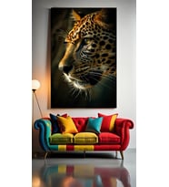 YIRTICI LEOPAR V2 Ev Duvar Salon Güzellik Salonu Ofis Dükkan Dekarasyon Kanvas Tablo (Çok Renkli)