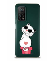 Xiaomi Mi 10T Soft Premier Kapak Coolcat Tasarımlı Silikon Kılıf - Yeşil (Şeffaf)