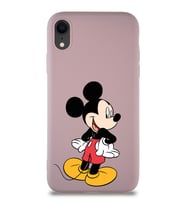 Apple iPhone XR Soft Premier Kapak Mickey Mouse-D Tasarımlı Silikon Kılıf - Pudra (Şeffaf)