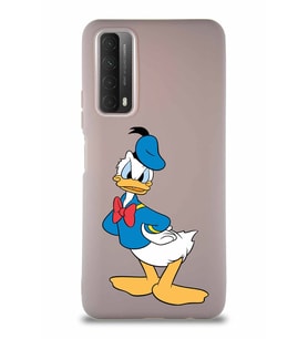 Huawei P Smart 2021 Soft Premier Kapak Donald Duck-D Tasarımlı Silikon Kılıf - Pudra (Şeffaf)