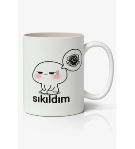 Sıkıldım Yazılı Baskılı Kupa Bardak - Baskılı Kahve Kupa Bardak