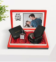 BK Gift Kişiye Özel Fotoğraflı ve Mesajlı Kutuda Cüzdan&Kemer&Karavat&Parfüm Hediye Seti (Beyaz)