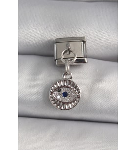 316L Çelik Gümüş Renk Sallantı Zirkon Taşlı Göz Model Nomination Charm 5886 - SSSSSS7451-29