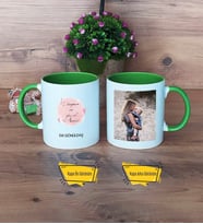 Anneye Doğum Günü Hediyesi Kupa Bardak Yeşil Fotoğraflı Anneler Günü Hediyesi