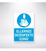 Ellerinizi Dezenfekte Ediniz 21x28 Arkası Yapışkanlı Levha
