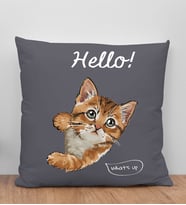BK Gift Kedi Tasarımlı Antrasit Kırlent Yastık, Arkadaşa Hediye, Ev Dekorasyonu, Ev Hediyesi-4