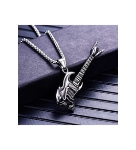 Gitar Kolye Paslanmaz Çelik (Gümüş)