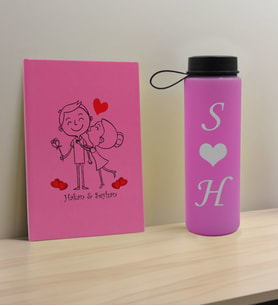 BK Gift Sevgiliye Özel İsimli Pembe Defter ve Cam Matara Hediye Seti-9, Sevgiliye Hediye, Sevgililer Günü, Yeni İş Hediyesi