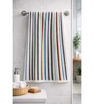 Renkli Çizgili Büyük Boy Banyo Havlusu Ekonomik (90x150) (Çok Renkli)