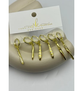 Vip Gold Taşlı Sallantılı 6'lı Küpe - 26vipkp52