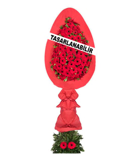 Kırmızı Gerberalarla Hazırlanmış Tek Katlı Ayaklı Çelenk