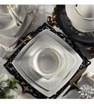 Kütahya Porselen Bone Mare 62 Parça 955921 Desenli Yemek Takımı