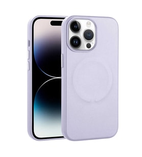 iPhone 14 Pro Max Kılıf Suni Deri Magsafe Özellikli Derix Kılıf (Lila)