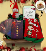 Mini Kasa İçerisinde Tarot Kartları & Kardan Adam & Yılbaşı Çorabı Hediye Seti