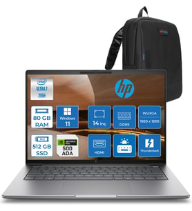 Hp Zbook 8 G1I Ultra 7 255H 80GB Ddr5 512GB SSD 4GB/RTXA500 14" Wuxga IPS 400NITS %100 Srgb Windows 11 Pro Taşınabilir Iş Istasyonu A3ZW7ETP21 + Zettaçanta