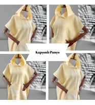 Kişiye Özel Baskılı Kapüşonlu Çocuk Deniz Pançosu – Resim, İsim, Logo ve Yazı ile Tasarlanabilir (Sarı)