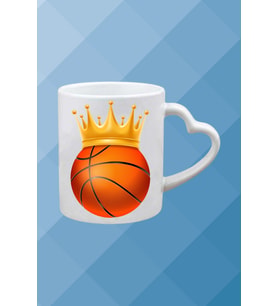Basketboll Temalı Basket Sever Kalpli Kulp Kupa Bardak Çay Kahve Fincanı-1