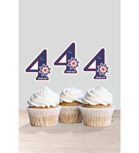 Denizci Temalı * 4 (dört) Yaşında Cupcake Süsü '10lu