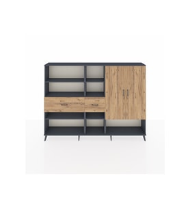 Arges Dolap 10 Raflı 2 Çekmeceli 2 Kapaklı 220x30x163 Antrasit-Çam
